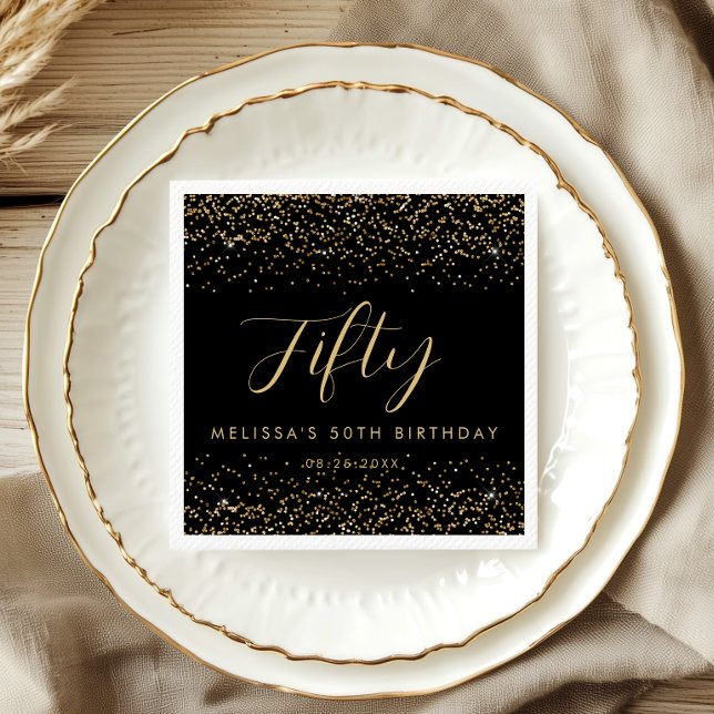Guardanapo De Papel Dourada Glitter 50 Festas de aniversário Personali (Criador carregado)