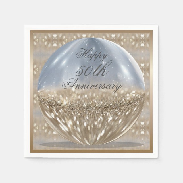 Guardanapo De Papel Dourada Glitter Ball Napkins (Frente)