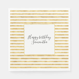 Guardanapo De Papel Dourada Glitzy Stripes Birthday