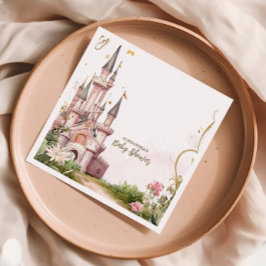 Guardanapo De Papel Dourada rosa Chá de fraldas do Castelo Real Prince