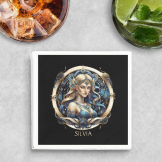 Guardanapo De Papel Dourada Virgem Azul - Sinal de Estrela Zodíaco Vir