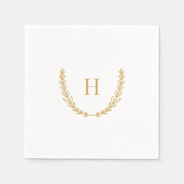 Guardanapo De Papel Dourada Wreath Monogramas Napkins (Frente)
