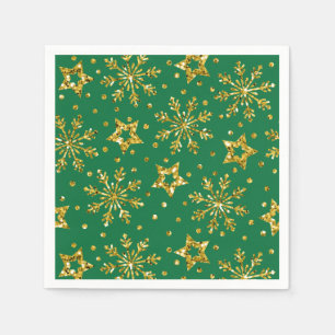 Guardanapo De Papel Douradas estrelas de brilho e flocos de neve Napki