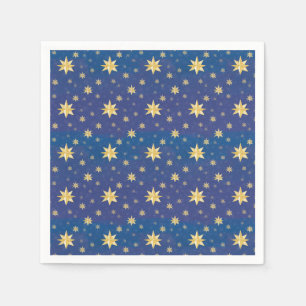Guardanapo De Papel Douradas estrelas de Natal em azul