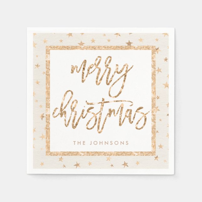 Guardanapo De Papel Douradas estrelas Feliz Papel de Natal Napkins (Frente)