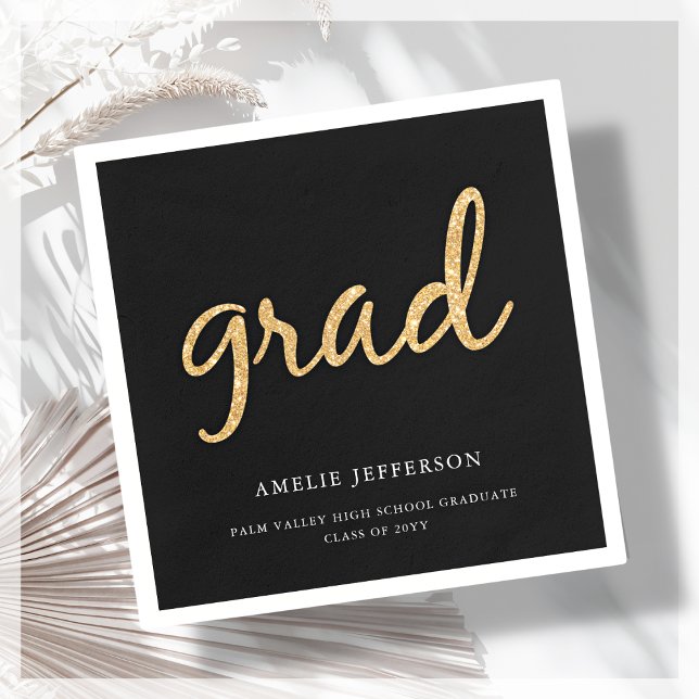 Guardanapo De Papel Dourado brilho | Graduação em preto (Criador carregado)