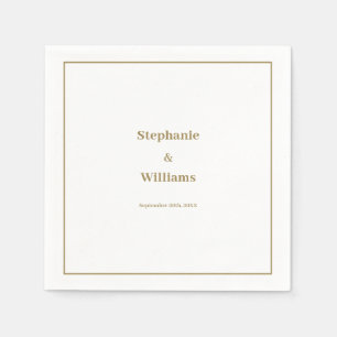 Guardanapo De Papel Dourado Casamento Elegante Branco Mínimo Moderno