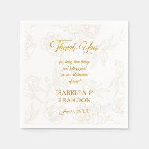 Dourado Casamento Floral Elegante Obrigado