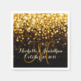 Guardanapo De Papel Dourado Casamento Glitz Negro de Hollywood Napkin