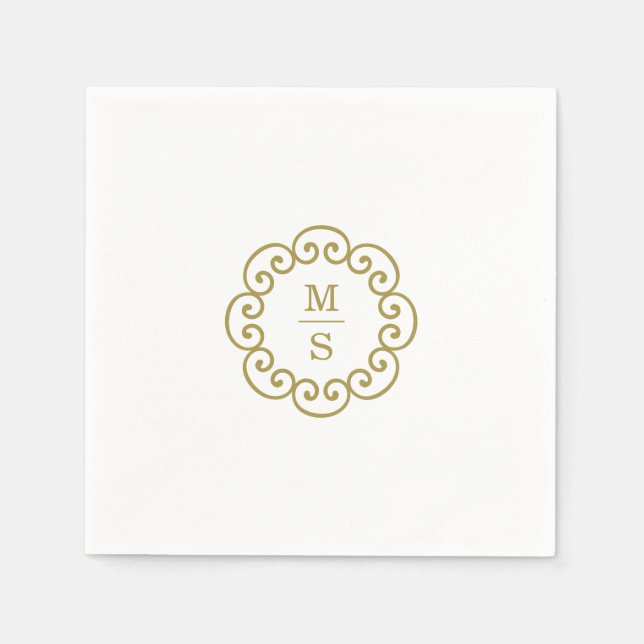 Guardanapo De Papel Dourado Casamento Monograma (Frente)