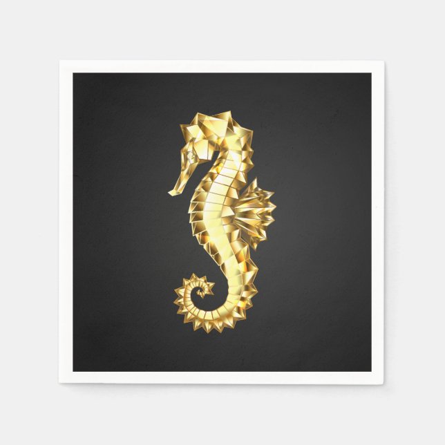 Guardanapo De Papel Dourado Cavalo de Mar Poligonal (Frente)