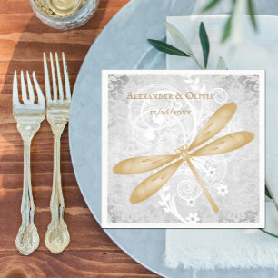 Guardanapo De Papel Dourado Chá de panela Dragonfly Napkin