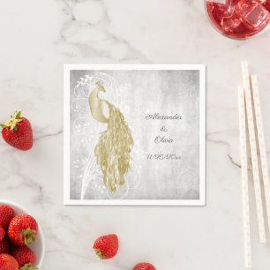 Guardanapo De Papel Dourado Chá de panela Peacock Napkins