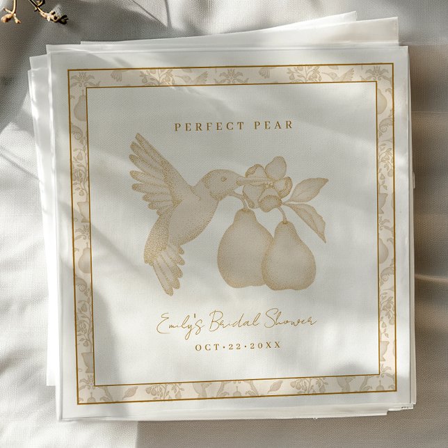 Guardanapo De Papel Dourado Chá de panela Perfeito de Pear Napkins (Perfect Pear Bridal Shower Napkin)