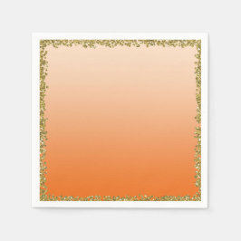 Guardanapo De Papel Dourado com Brilho Laranja Glamour Festa Brilhante