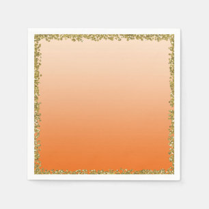 Guardanapo De Papel Dourado com Brilho Laranja Glamour Festa Brilhante