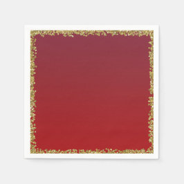 Guardanapo De Papel Dourado com Brilho Vermelho Glamour Faísca Festa