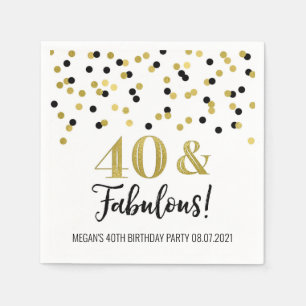 Guardanapo De Papel Dourado Conflito Negro 40 e aniversário fabuloso