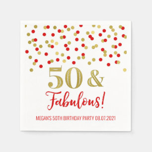Guardanapo De Papel Dourado Conflito Vermelho 50 e aniversário fabulo