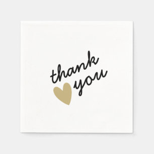 Guardanapo De Papel Dourado Coração Simples Sincero Obrigado