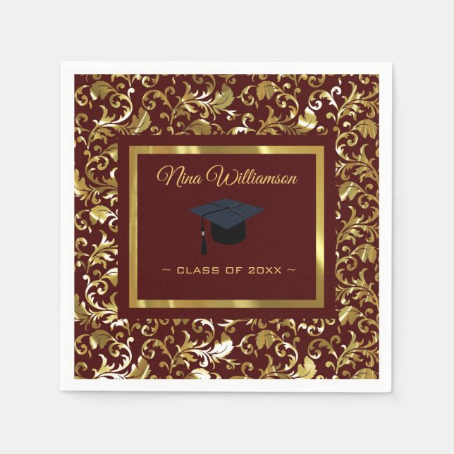 Guardanapo De Papel Dourado Damasco E Boné (Frente)