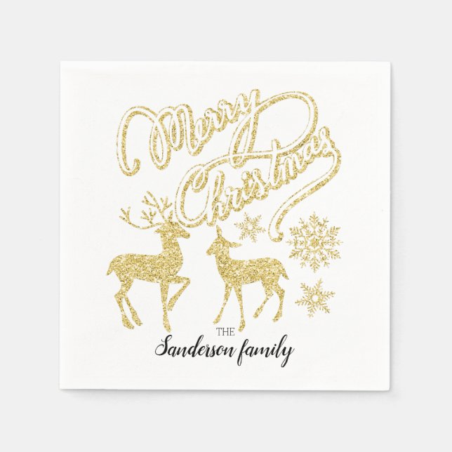 Guardanapo De Papel Dourado de Natal personalizado, ouro de Natal (Frente)