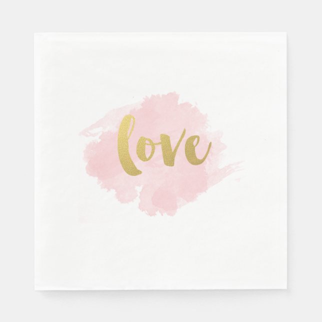 Guardanapo De Papel Dourado e Blush Love Napkins (Frente)