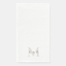 Guardanapo De Papel Dourado e Cinza Monograma Branco