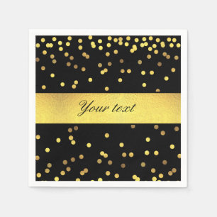 Guardanapo De Papel Dourado e clássico Confetti Preto
