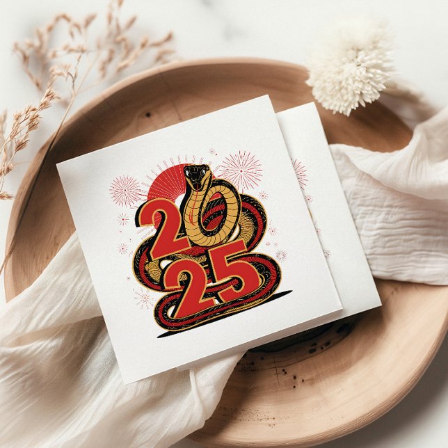 Guardanapo De Papel Dourado E Feliz Ano Novo Do Cobra (Criador carregado)