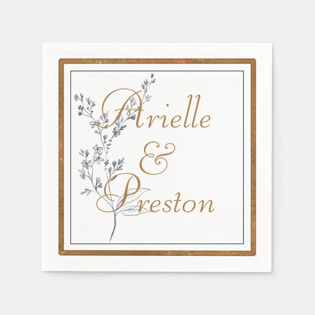 Guardanapo de papel Dourado e Marinho elegante (Frente)