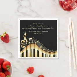 Guardanapo De Papel Dourado e Preto Piano Napkins