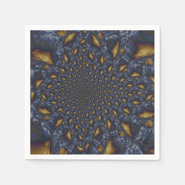 Guardanapo De Papel Dourado e Silver Blue Molten Metal (Frente)