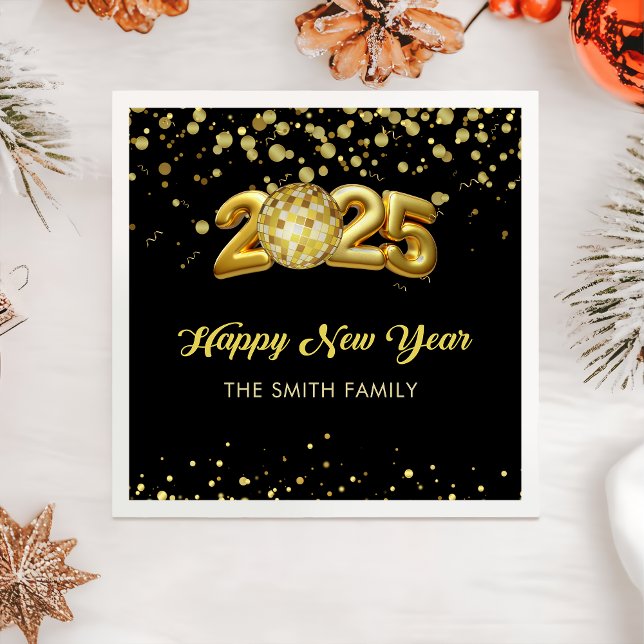 Guardanapo De Papel Dourado Feliz ano novo de lixo 2025 Napkins (Criador carregado)