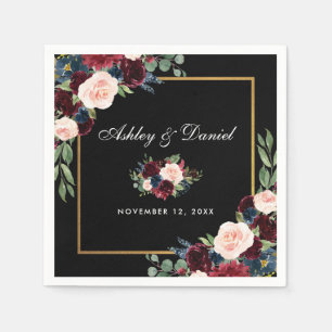 Guardanapo De Papel Dourado Floral Borrifúndio com Aquarela de Casame