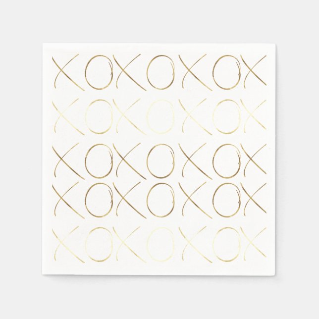 Guardanapo De Papel Dourado Glam Branco XOXO (Frente)