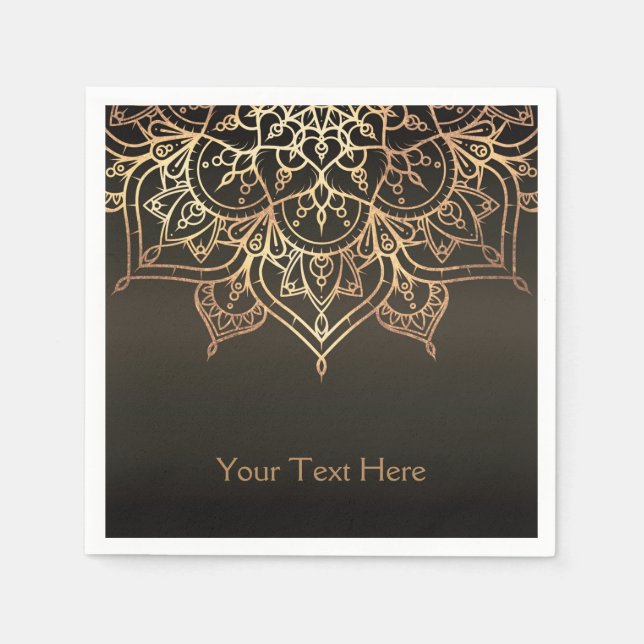 Guardanapo De Papel Dourado Mandala Marrom Terroso Bronze Moderno Fest (Frente)