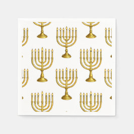 Guardanapo De Papel Dourado Menorah Pattern Hanukkah Napkins