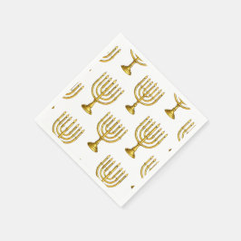 Guardanapo De Papel Dourado Menorah Pattern Hanukkah Napkins