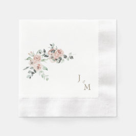 Guardanapo De Papel Dourado Monograma Blush Floral Casamento Cozido