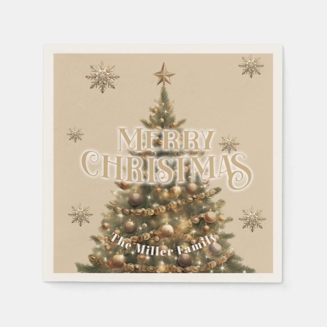 Guardanapo De Papel Dourado Natal Tradicional e Antiquado (Frente)