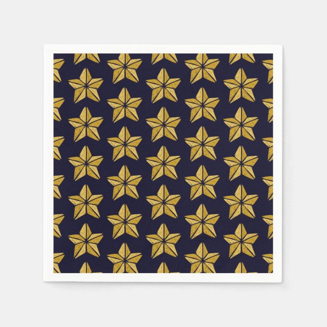 Guardanapo De Papel Dourado padrão das estrelas de Natal Napkins (Frente)
