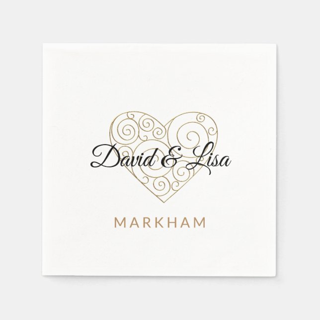 Guardanapo De Papel Dourado Papel Cardíaco Napkin (Frente)