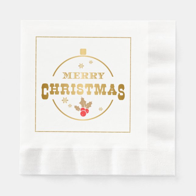 Guardanapo De Papel Dourado Papel de Natal Feliz Napkins (Frente)