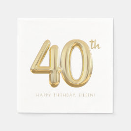 Guardanapo De Papel Dourado Partido Balão aniversário de 40 anos de 40