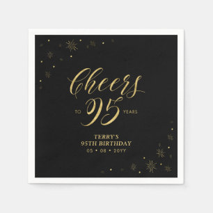 Guardanapo De Papel Dourado & Preto Celebração Moderna de 95 Anos de
