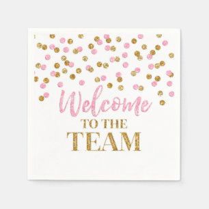 Guardanapo De Papel Dourado Rosa Confetti Bem-vindo à Equipe Napkins