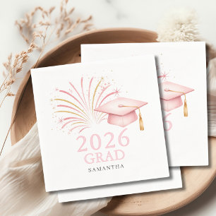 Guardanapo De Papel Dourado Rosa Moderno Graduado 2026