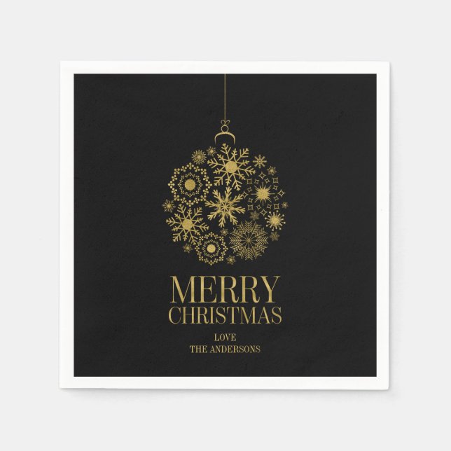 Guardanapo De Papel Dourado Snowflake Ornament Papel de Natal Napkins (Frente)