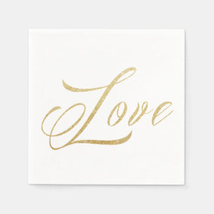 Guardanapo De Papel Dourado Sparkle Love Wedkins Set